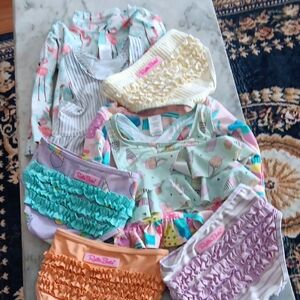 Ruffle Bloomer & Shirt Set with Ice Cream & Flamingo Prints Bundles